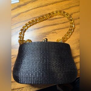 Serpui Woven Clutch Bag Purse Black Convertible